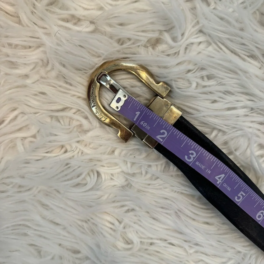 Ferragamo Gancini Belt Made in Italy Leather Distressed Buckle Belt